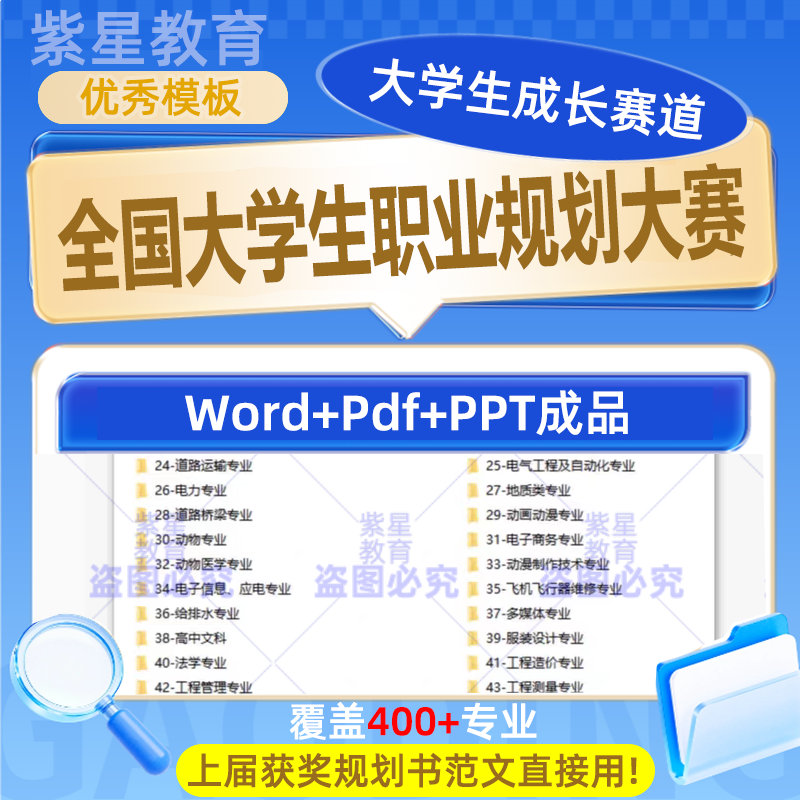 大学生职业生涯规划大赛直接用发展报告成长赛道模板word+pdf