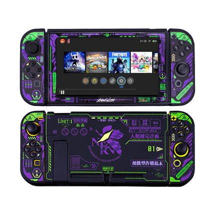 任天堂Switch oled磨砂保护壳钢化膜 EVA机甲初号机ns2手柄硬壳套