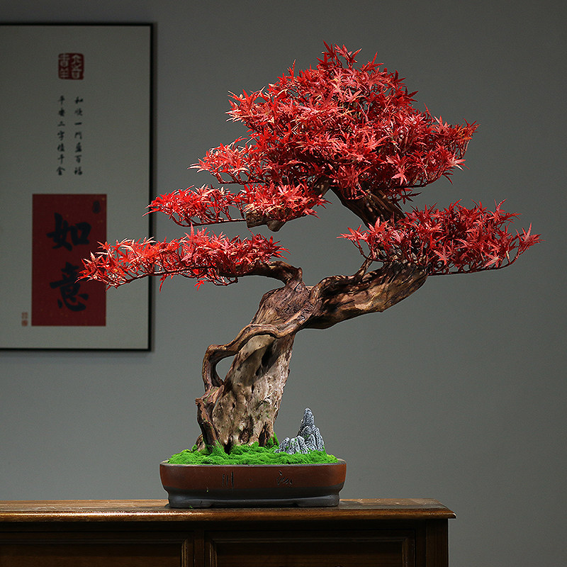 仿真玄关红枫盆景装饰品新中式图片