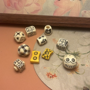 手工串珠DIY做旧款藏式料器隔珠腰珠顶珠卡子文玩配饰配件