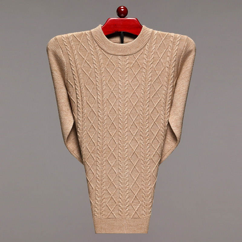 汤米正品男士圆领毛衣麻花编织纯色男装针织衫加厚保暖打底衫男冬