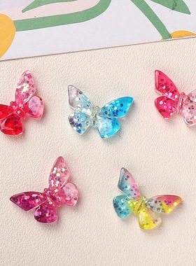 卡通diy树脂配件饰品冰透小蝴蝶奶油胶手工制发夹手机壳鞋扣配饰