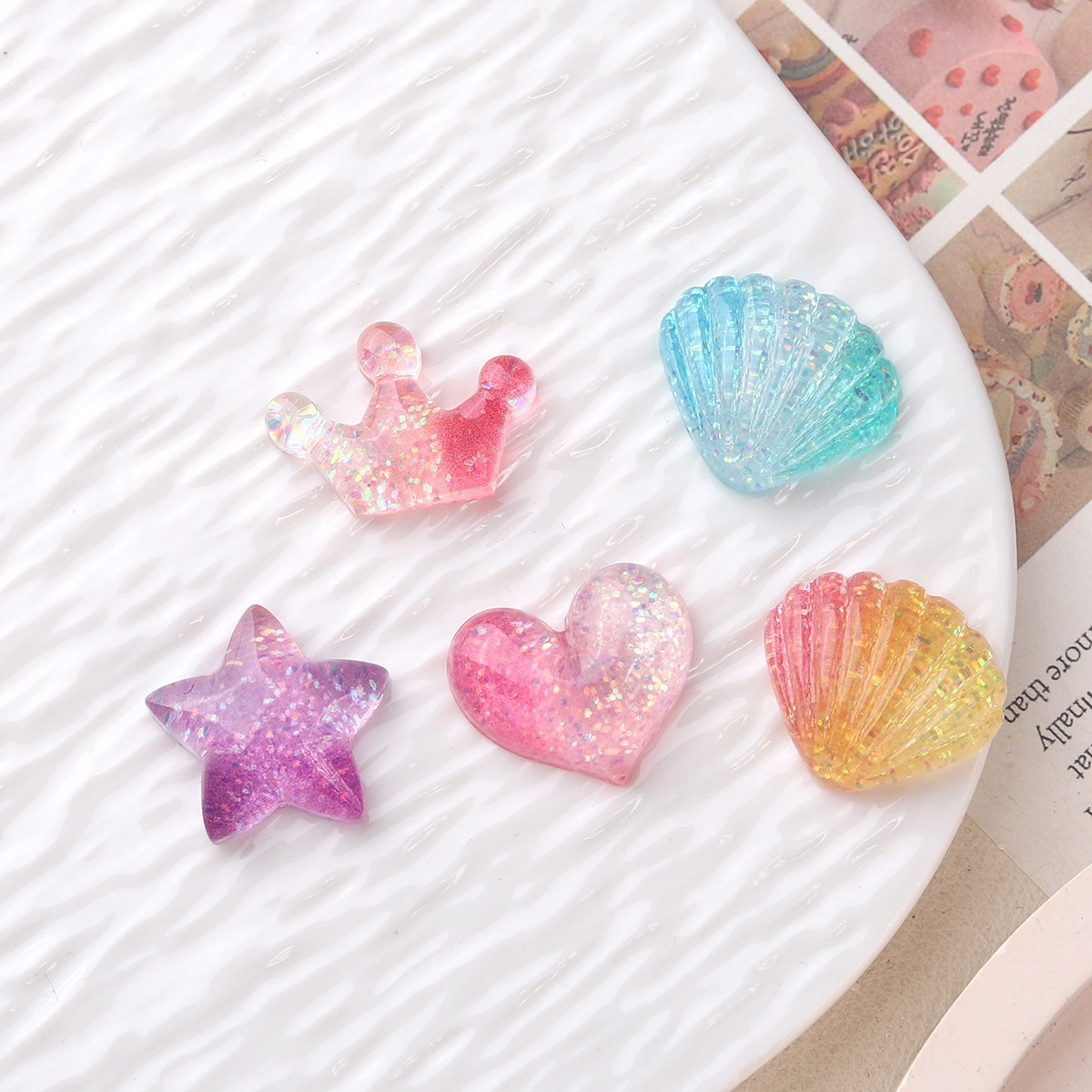 卡通diy树脂配件饰品渐变4款奶油胶手工制发夹手机壳鞋扣配饰