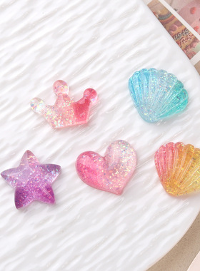 卡通diy树脂配件饰品渐变4款奶油胶手工制发夹手机壳鞋扣配饰