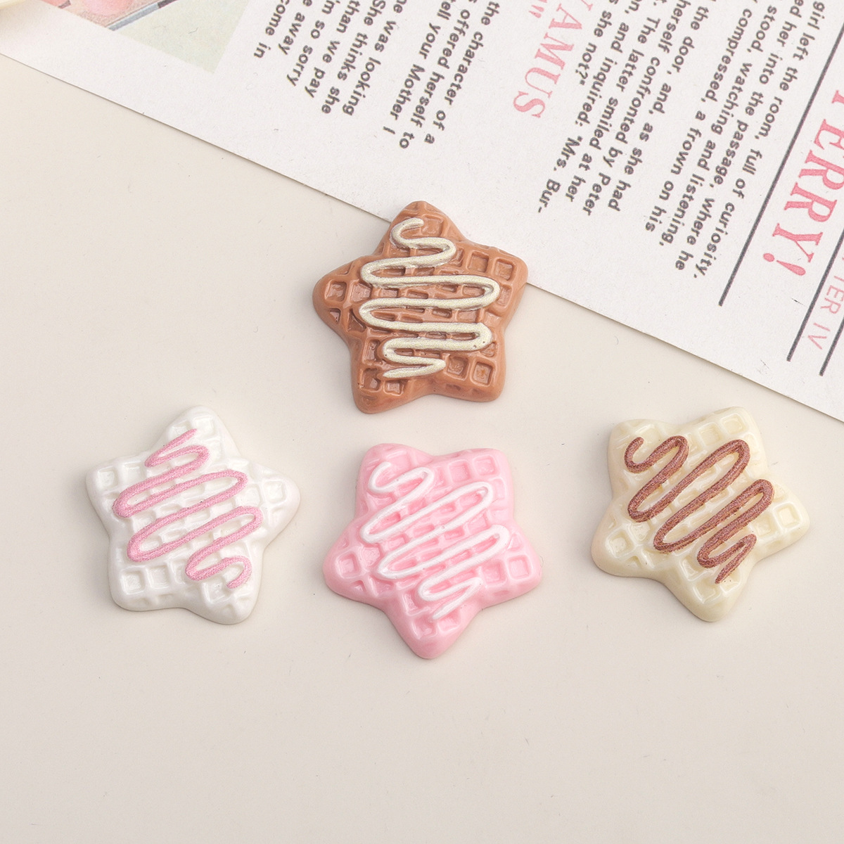 卡通diy树脂配件饰品奶油五角星奶油胶发夹手机壳鞋扣钥匙扣吊坠