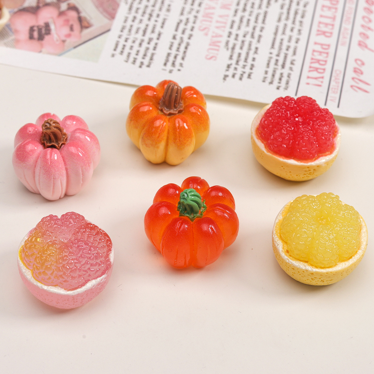卡通diy树脂配件饰品柚子南瓜奶油胶发夹手机壳鞋扣钥匙扣吊坠配