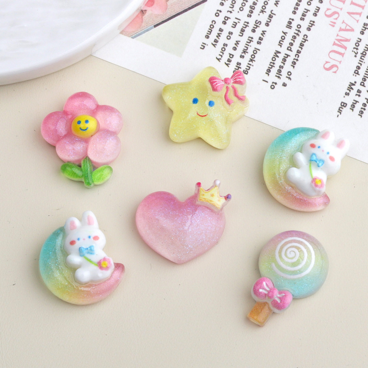 卡通diy树脂配件饰品多彩动物花奶油胶发夹手机壳鞋扣钥匙扣吊坠