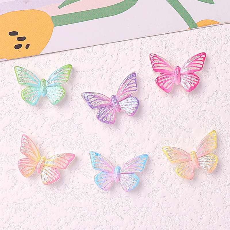 小卡闪闪蝴蝶卡通亮面diy树脂配件饰品手工制发夹手机壳水杯头饰