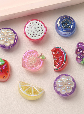 卡通diy树脂配件饰品电镀水果奶油胶手工制发夹手机壳鞋扣配饰批