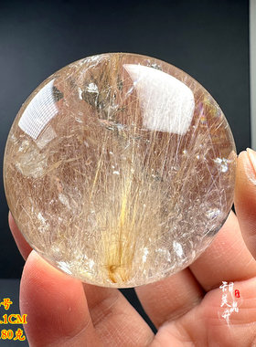 天然发晶球摆件金发晶原石打磨
