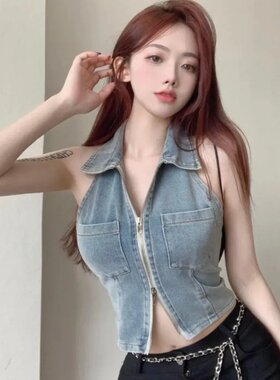 设计感背心牛仔马甲短款
