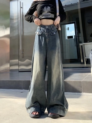 阔腿裤长裤常规牛仔布料四季通用