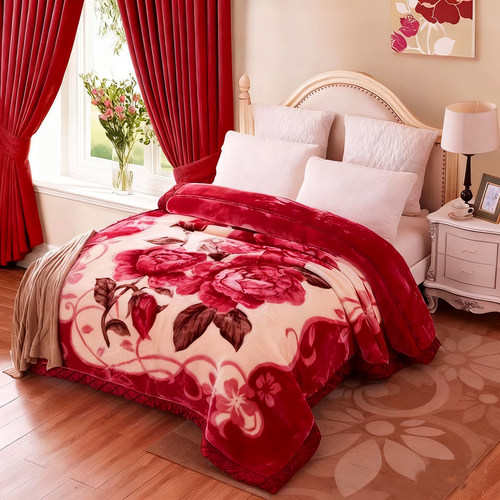 恒源祥春秋拉舍尔毛毯单双人