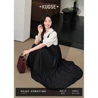 黑色牛仔飄帶背心連衣裙女