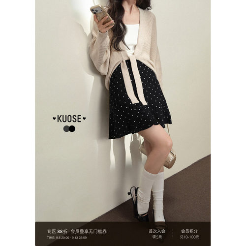 黑色波点半身裙短裙女