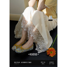 阔色杏色蕾丝花边半身裙裤阔腿裤女2025夏季新款蓝色九分休闲裤子
