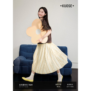 阔色浅黄色花苞裙a字裙半裙26春夏季穿搭新款女法式半身裙长裙子