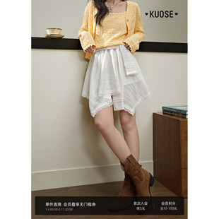 阔色白色不规则绑带半身裙蕾丝半裙25秋季新款女伞裙a字短裙子夏