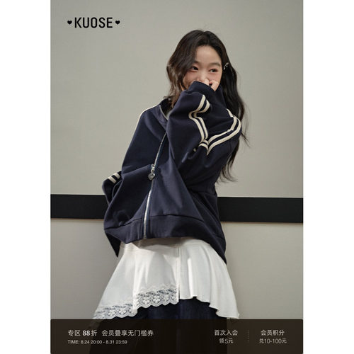 蝴蝶结翻领卫衣外套休闲穿搭