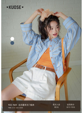 阔色白色卷边直筒牛仔短裤女2026春夏季新款蓝色显瘦阔腿五分裤子