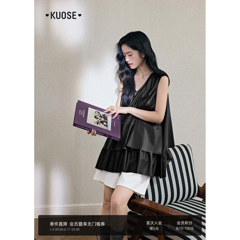 阔色无袖v领气质黑色上衣女2026春季新款不规则背心吊带外穿秋,女装/女士精品,背心吊带,淘宝优惠券,粉丝福利购,淘宝优惠卷