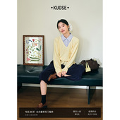 黄色蝴蝶结叠穿上衣秋 新款 阔色假两件条纹衬衫 卫衣收腰女2026春季