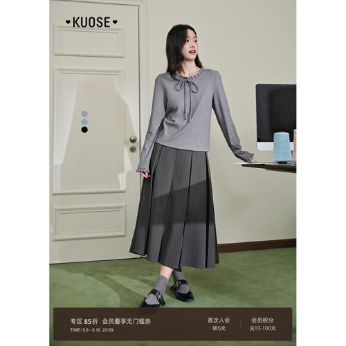 miu系蝴蝶结上衣长袖T恤阔色