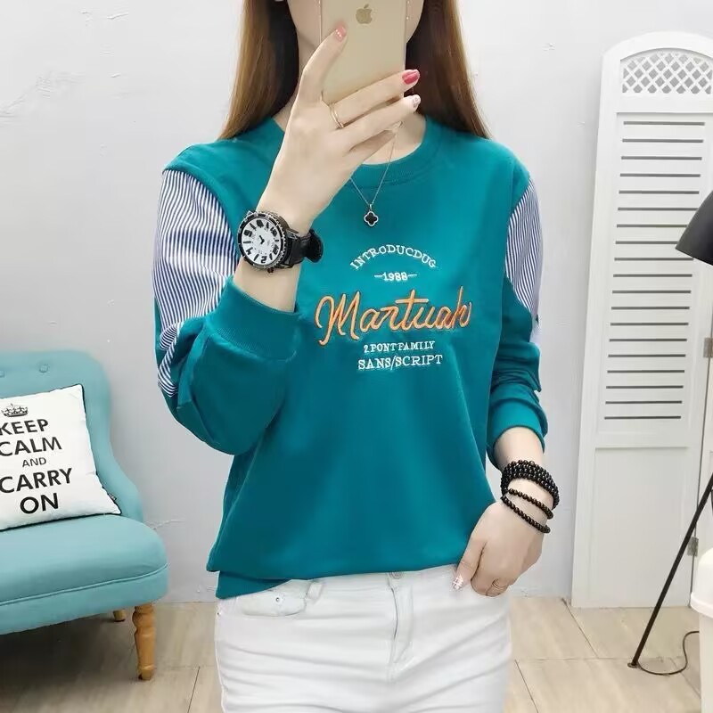 2025年新款春季长袖T恤女士宽松大码上衣打底衫女秋冬衣服女装潮