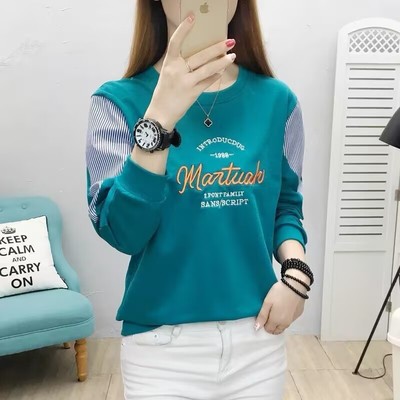 春秋女士长袖T恤宽松韩版上衣女