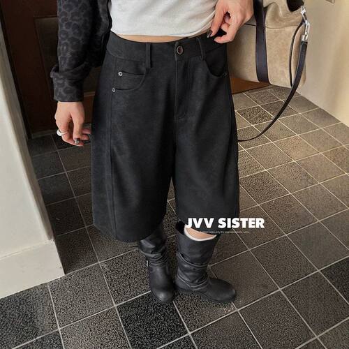 冬季高腰显瘦PU皮七分休闲女裤