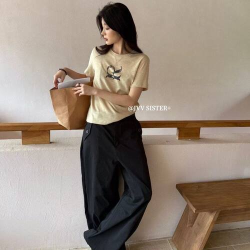 2026秋复古做旧图腾短袖T恤女