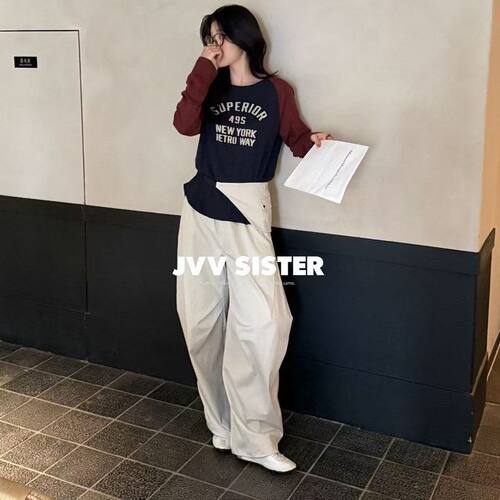 2026秋美式复古做旧字母T恤女