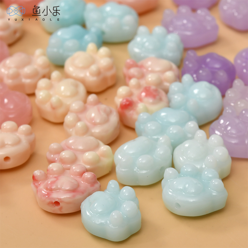 海葵混合材质爱心猫爪直孔珠DIY