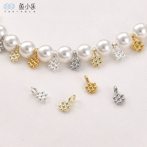铜镀真金保色光面雪小花朵吊坠