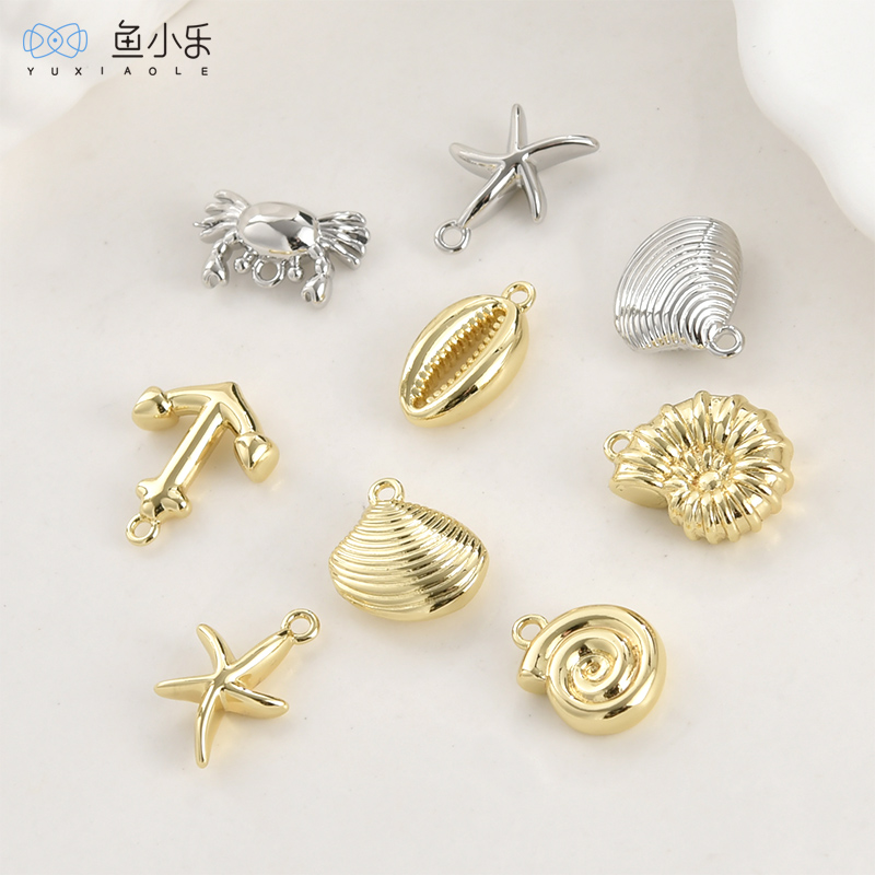 鱼小乐diy14k镀金海洋系列吊坠