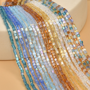 4*4mm琉璃正方亮彩方管玻璃隔珠diy手工串珠手链项链耳环材料配件