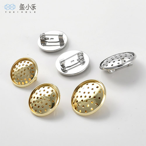 铜镀14k金网盘胸针配件diy材料