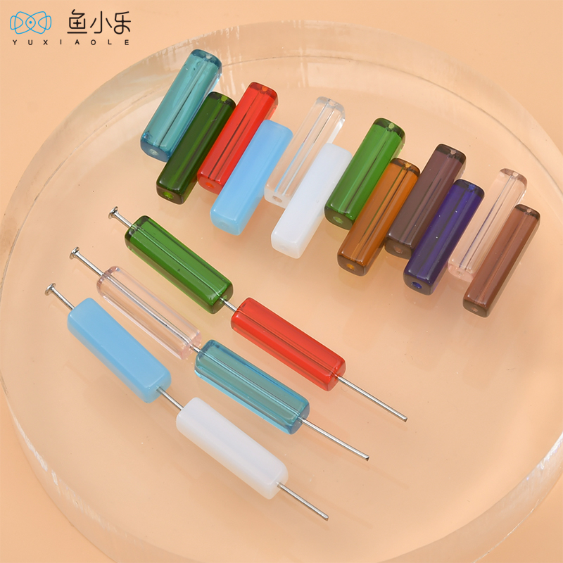 diy长款正方形透明耳饰品珠子