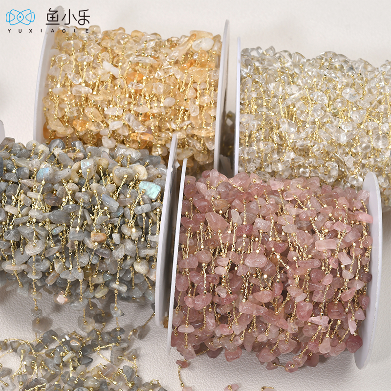 金色天然碎石链条饰品材料