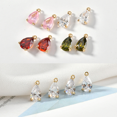 电镀diydiy电镀金色水滴锆石吊坠