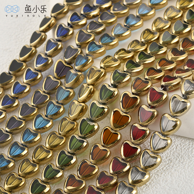 复古琉璃镀金包金边爱心玻璃珠子