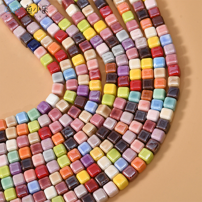 陶瓷8mm彩色正方diy手工饰品配件