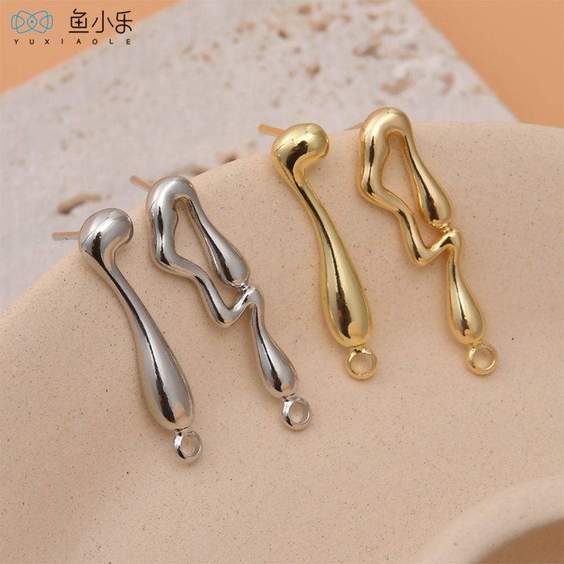 diy14k金ab款不规则水滴手作耳饰