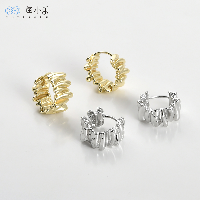 14k铜电镀真金保色褶皱蕾丝裙边耳环圈扣diy手作耳饰配件材料