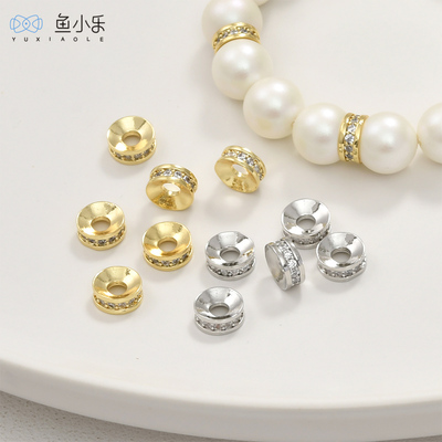 铜镀14k金锆石车轮隔珠diy饰品