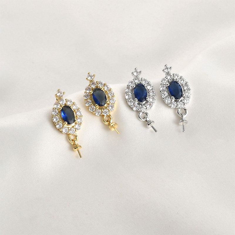 14k电镀真金保色蓝色锆石椭圆珍珠耳钉diy手作耳环耳饰配件材料,饰品/流行首饰/时尚饰品新,其他DIY饰品配件,淘宝优惠券,粉丝福利购,淘宝优惠卷