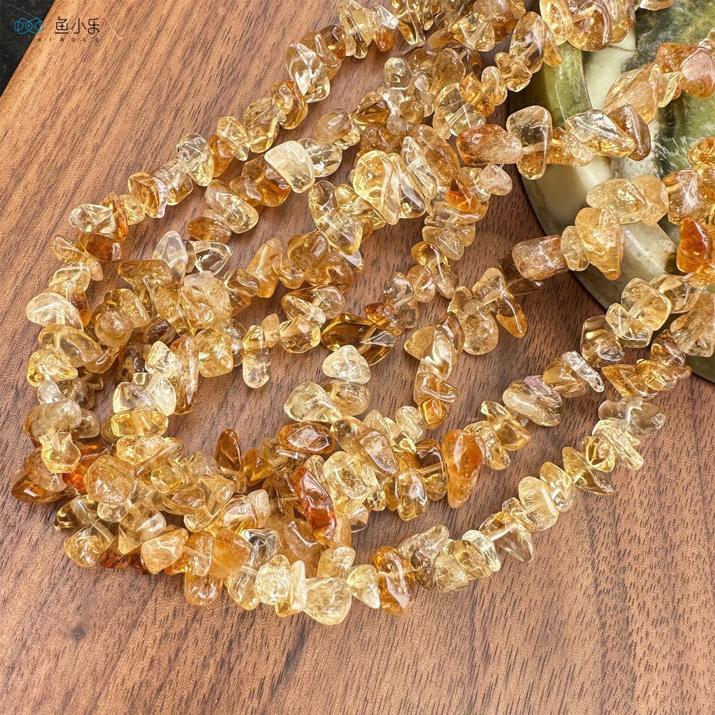 A级天然黄水晶5*8mm有孔碎石散珠diy串珠项链手链材料饰品配件