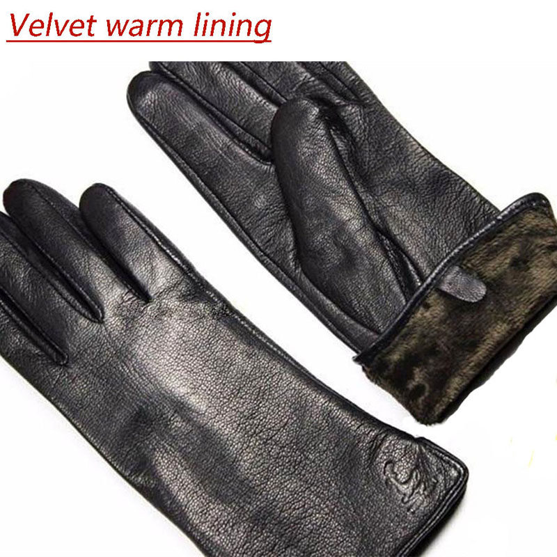 GOATSKIN DEERSKIN GLOVES FEMALE GENUINE LEATHER THIN WOOL AUTUMN AND WINTER THICKENED AND VELVET WARM OUTDOOR CYCLING DRIVING