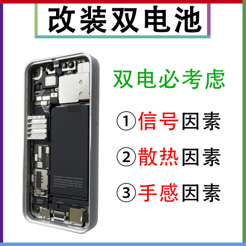 Diy改装适用于苹果12mini双电池12promax铝合金框14大容量魔改13