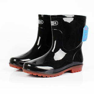 春秋双钱雨鞋男短筒雨靴防滑牛筋底水鞋劳保水靴厨房工作鞋套鞋